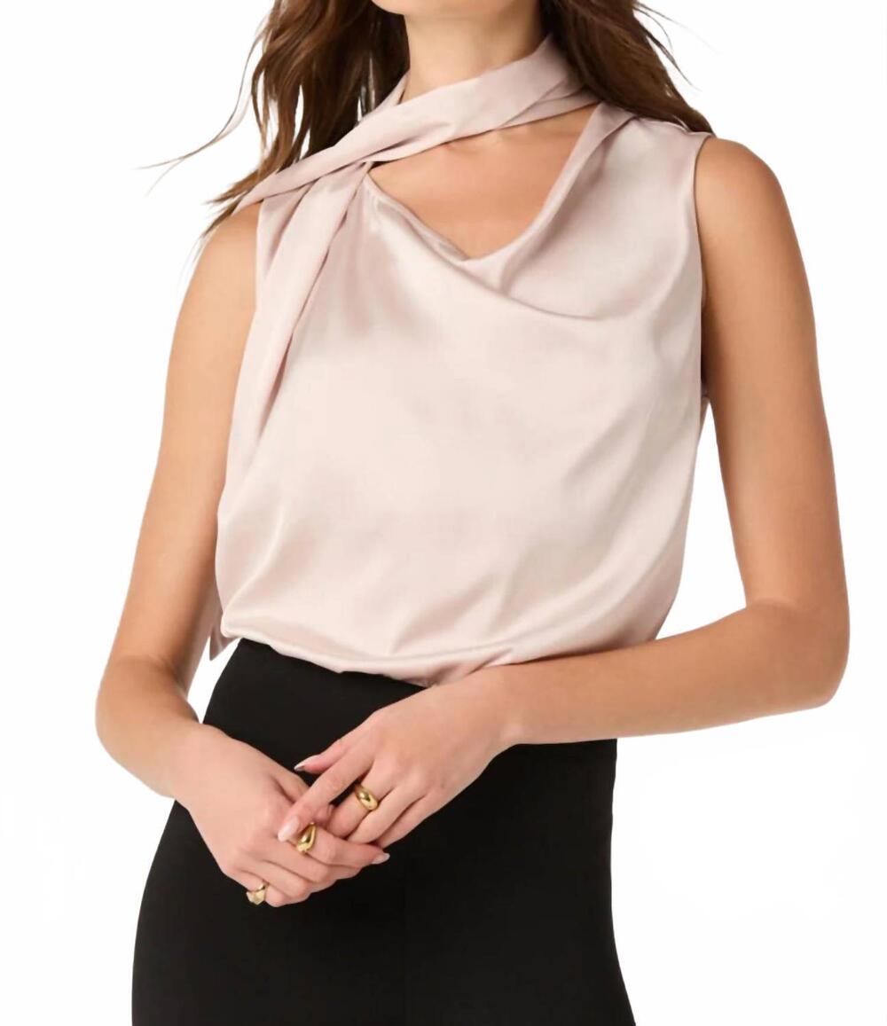 NEW ASTR sasha scarf top in champagne